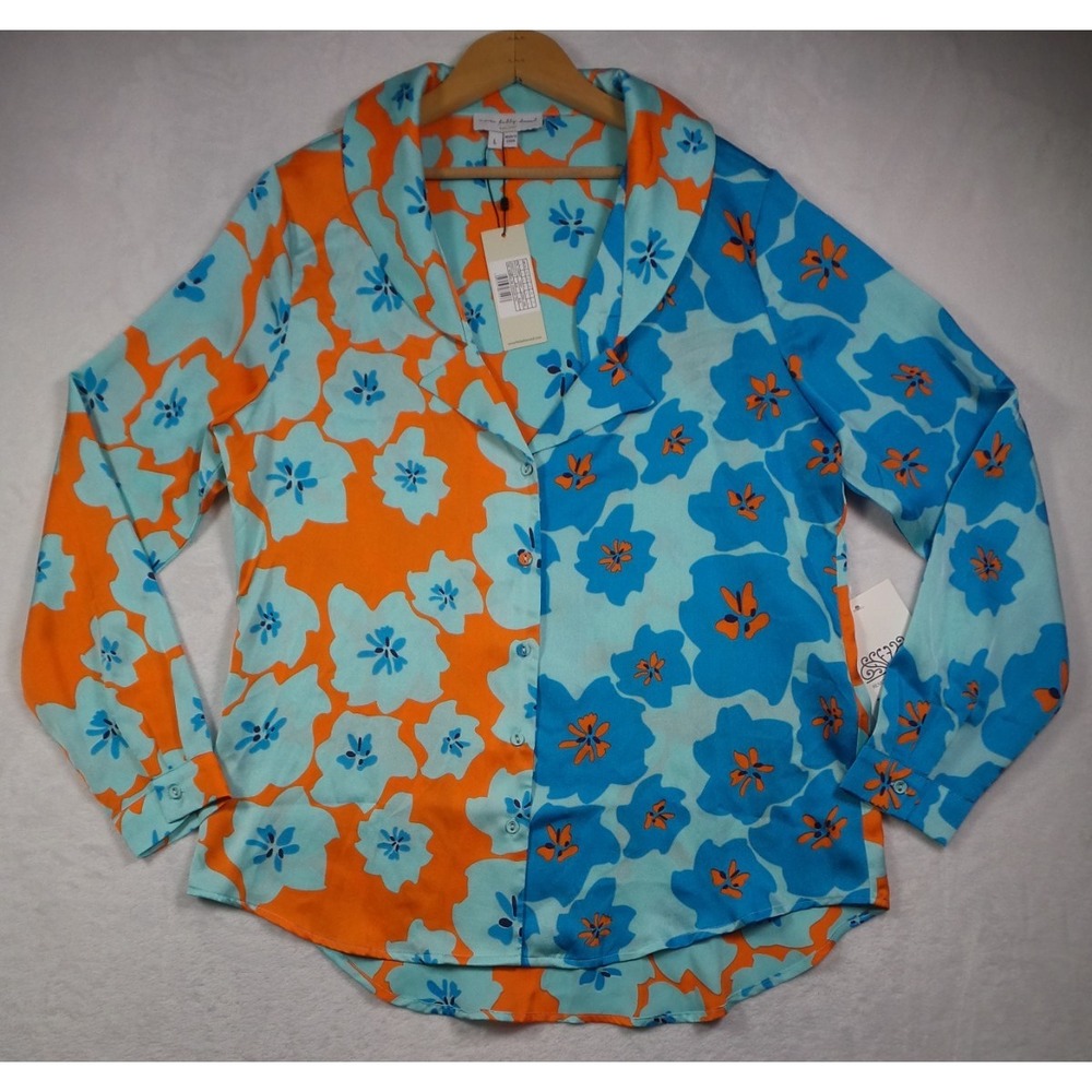 Never Fully Dressed Shirt Womens Size Large Blue Ally Oversized Button Up NWT